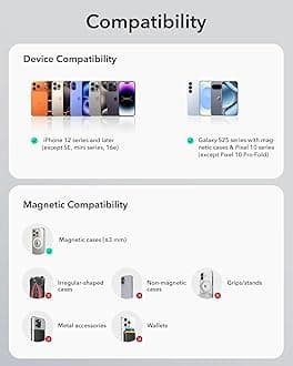 ESR for 15W MagSafe Car Mount Charger, Universal Dashboard/Tesla MagSafe Car Charger, Magnetic Wireless Charging, Adjustable Car Phone Holder for iPhone 17/16/15/14/13/12, S25, Pixel 10, Black