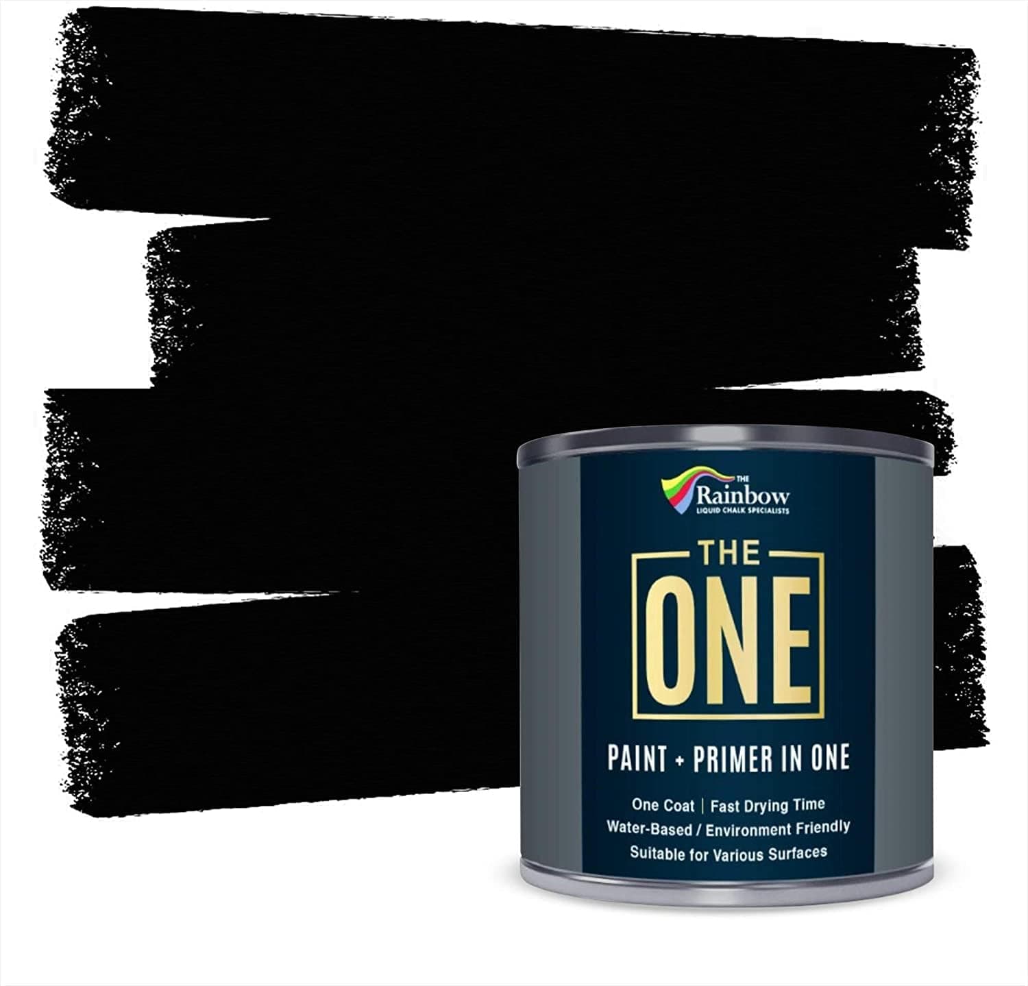 THE ONE Paint & Primer: Multi Surface, Cabinet, Front Door, Walls, Bathroom, Kitchen, Tile - Quick Drying for Interior/Exterior (Black Matte Finish, 250ml.)