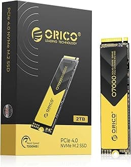 ORICO 2TB NVMe SSD PCIe 4.0- Up to 7000MB/s, M.2 2280 PCIe 4.0X4 Internal Solid State Drive SSD, Fast Heat Dissipation, Compatible with macOS Windows for Gamers and Creators-O7000 (2TB)
