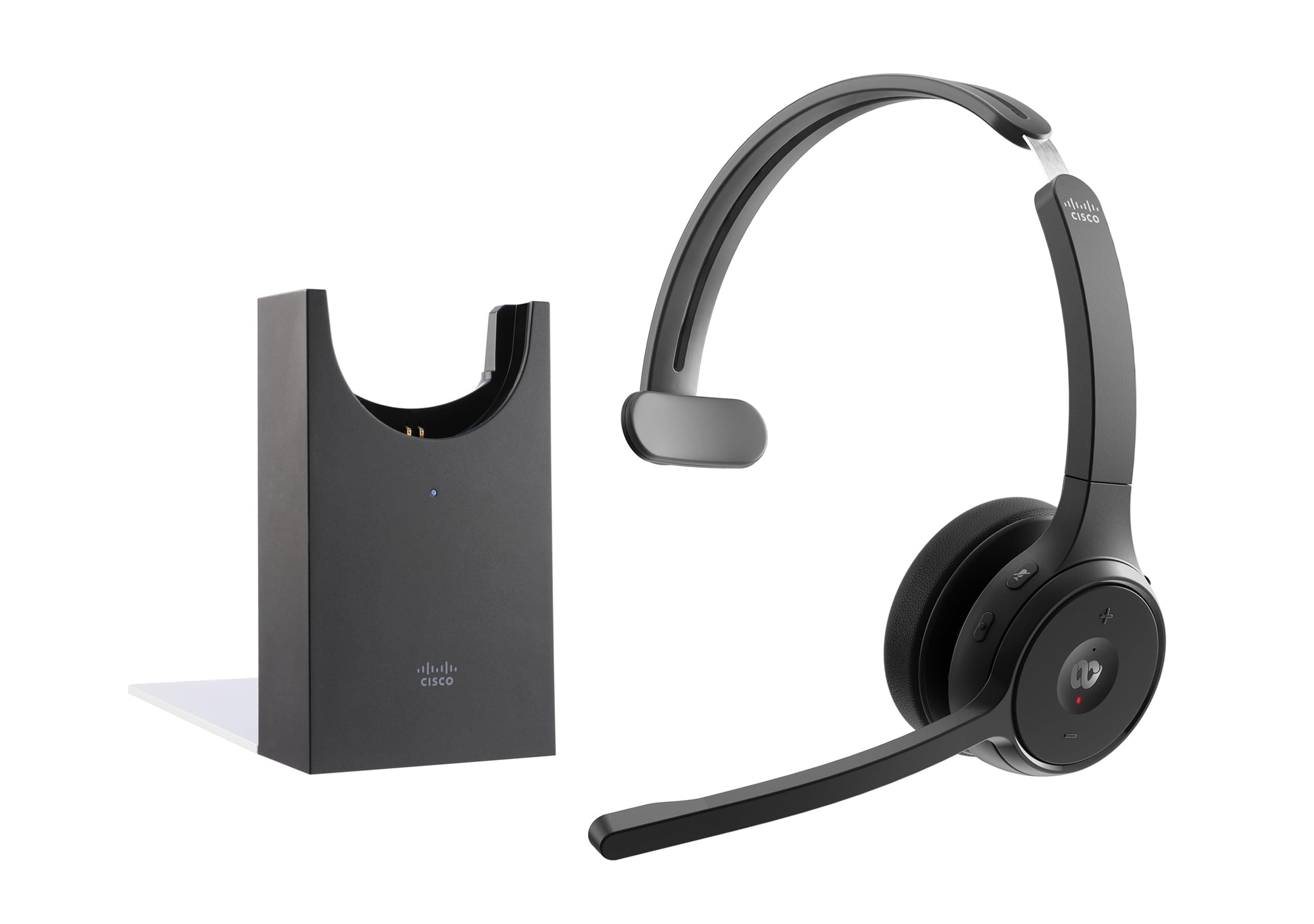 Headset 721, Wireless Single On-Ear Bluetooth Headphones, Webex Button, USB-A HD Bluetooth Adapter, Soft Case, Charging Stand, Carbon Black, 2-Year Limited Liability Warranty(HS-WL-721-BUNAS-C)