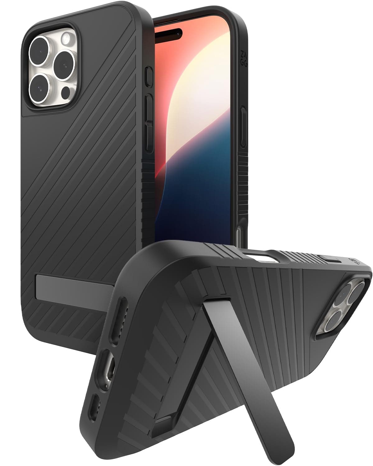Denali Snap with Kickstand for iPhone 16 Pro Max - 16ft Drop Protection, MagSafe Compatible, Graphene Reinforced, Dual Layer Protection, Recycled Materials, Black