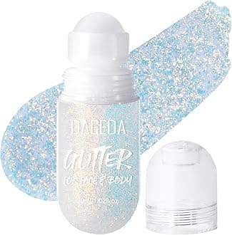 DAGEDA Body Glitter Gel, Roll-on Face Glitter for Mermaid Makeup Festival Rave Accessories, Holographic Hair Glitter Gel,Body Shimmer Halloween Makeup for Rave Party (Galaxy Blue)