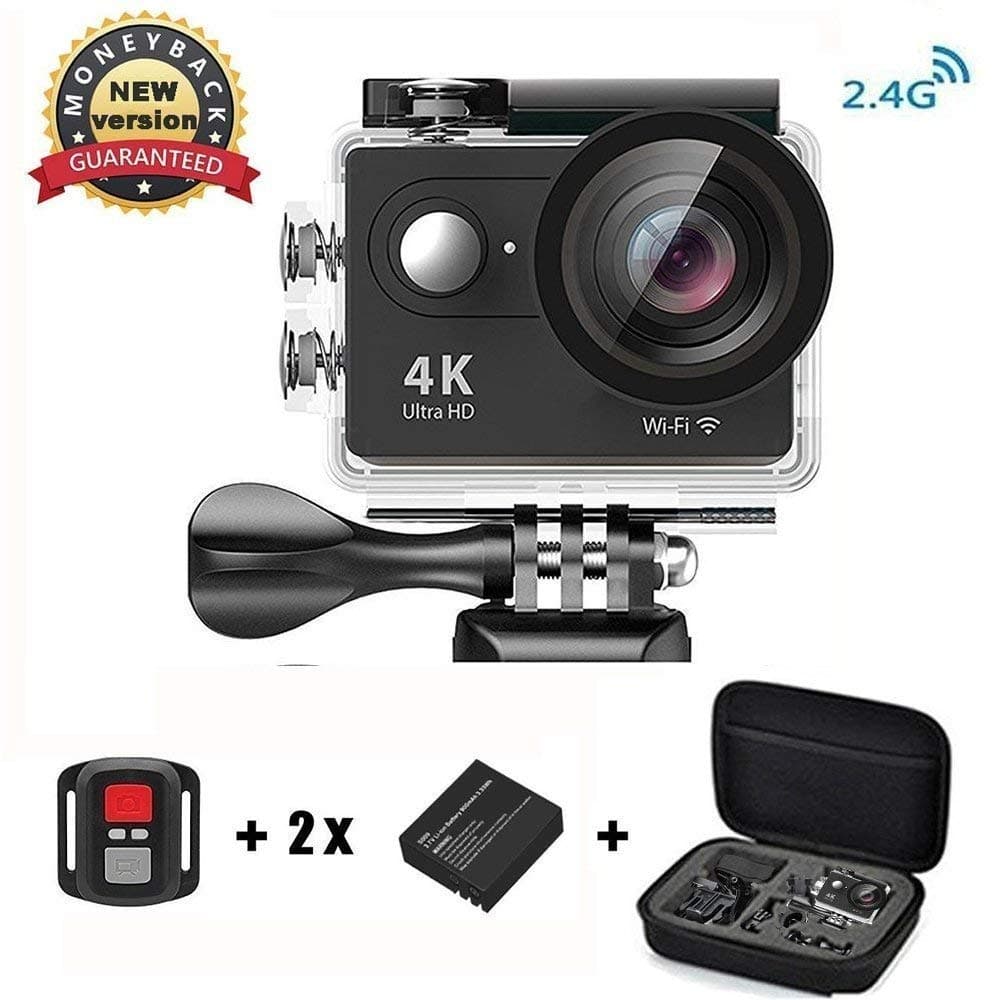 Daping 4K Action Camera, 12MP Underwater Waterproof Camera 2" LCD 170°Wide Angle WiFi Sports Cam with Remote 2 Rechargeable Batteries and Mounting Accessories Kit
