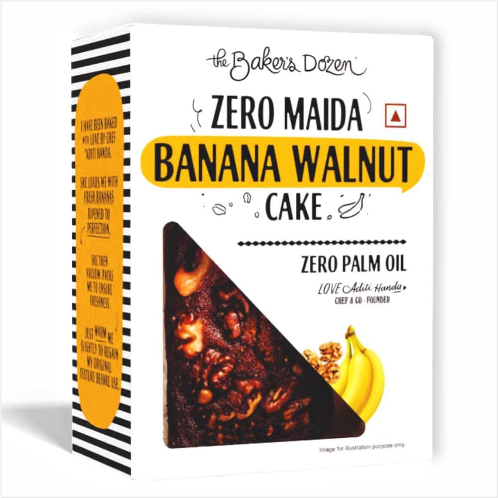 The Baker's Dozen Zero Mainda Banana Walnut Cake | Zero Palm Oil | Zero Trans Fat Handcrafted with Love by Aditi Handa - Chef & Co-Founder | Pack of 1 X 150g