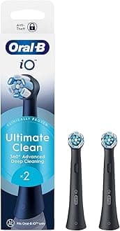 Io Rb Cb-2 Ultimate Clean Replacement Brush Heads Refill For Electric Rechargeable, Black, Pack Of 2 Count