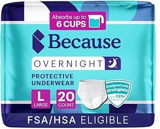 Overnight Absorbency Pull Ups - Adult Disposable Incontinence Underwear, Extra Absorbent Nighttime Briefs for Men and Women, White, Large, 20 Count