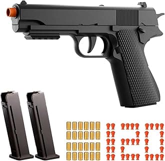 Toy Gun, Children's Soft Toy Guns, 24shells120 Soft Bullets, Empty Shell Toy Guns, Christmas and Birthday Gifts (1911 Black)