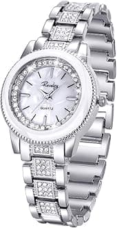 SIBOSUNLadies Watches,Bling Watch Ladies with Gold Stainless Steel Band, Fashion Bracelet Crystal Quartz Dress Watches for Women
