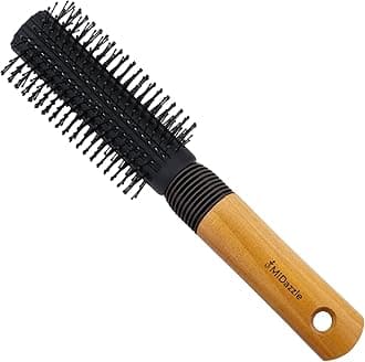Midazzle Premium Round Hair Brush with Wooden Handle for Styling, Detangling and Grooming for Men and Women |Straightens & Detangles Curly Hairs | Reduces Hair Breakage and Promotes Hair Growth | Best Hair Brush for All Hair Types (MIHB0037)