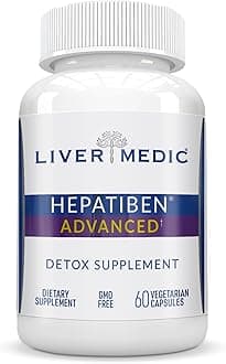 Hepatiben Liver Detox Cleanse, Non-GMO, w/Digestive Repair. Natural Liver Supplement w/Milk Thistle, Silybin, NAC, Choline, Turmeric, Berberine, L-Glutathione 60CT