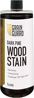 GRAIN GUARD Wood Stain | Dark Pine | 1 Litre | Water-Based & Low Odour | Eco-Friendly and Non-Toxic | Interior Furniture Wood Stain | Easy Application | Quick Drying