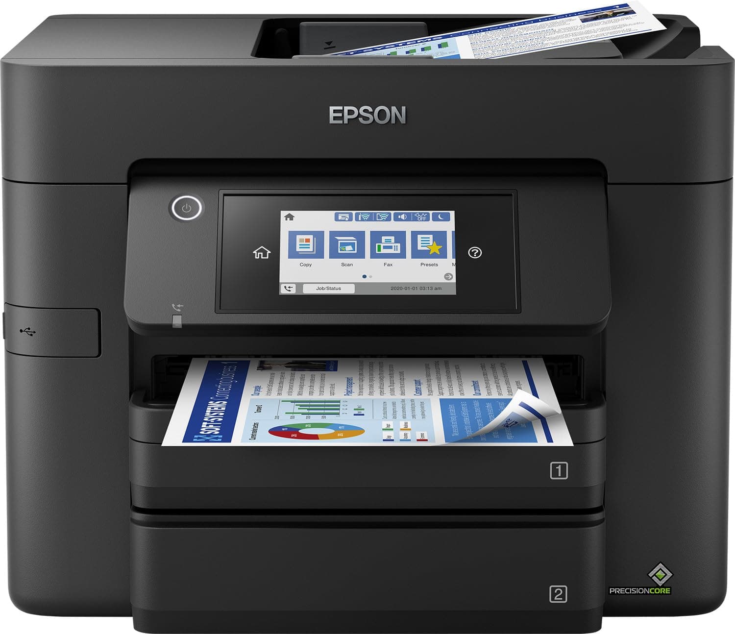 WorkForce Pro WF-4830 | 4-in-1 Printer - Duplex Printing, Scan, Copy, Fax - WiFi Direct, Ethernet, 25ppm Black/12ppm Colour, PrecisionCore, ADF, Mobile, Compact