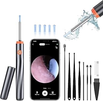 Ear Wax Removal - Wireless Ear Cleaner with 5MP HD Camera, Ear Endoscope with Lights, Ear Wax Removal Tool with 8 Cleaning Kit - Ear Wax Camera for iOS & Android Phones