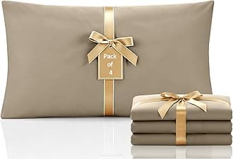 Moonlight Bedding Pillow Cases 4 Pack – Beige Pillowcases Envelope Closure Super Soft Brushed Microfiber Standard House Wife Pillow Covers, (50 X 75 CM)