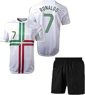 Ronaldo 7 Football Jersey with Black Shorts(Kid's, Boy's& Men)