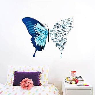 Decal O Decal Vinyl Blue Butterfly with Motivational Quotes ' Wall Stickers, self-adhesive, 10 x 90 mm