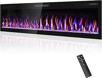 68 inch Electric Fireplace Inserts and Wall Mounted with Remote Control & Touch Screen 1500W Fireplace Heater Ultra Narrow Frame