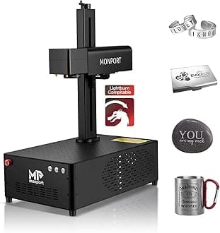 MONPORT GP 30W Fiber Laser Engraver,LightBurn Compatible Fiber Laser Marking Machine 5.9" x5.9" Working Area with Electric Lifting for Metal,Tag,Plastic,Jewelry...