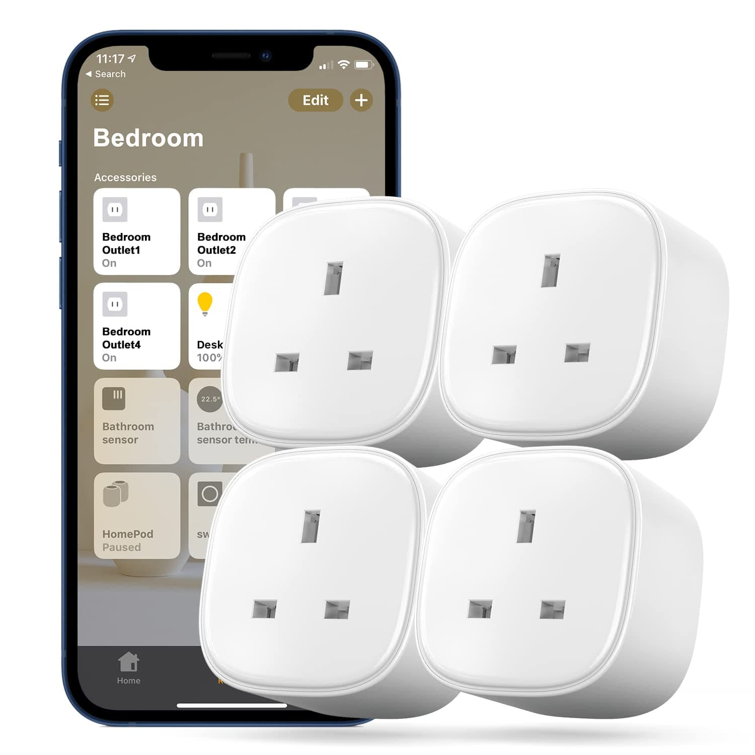 meross Smart Plug 4Pack, Apple HomeKit Google Alexa SmartThings Supported, Voice Remote Control, Timer Function, WiFi Plug, for Android and iOS, No Hub Required, 2.4G Only