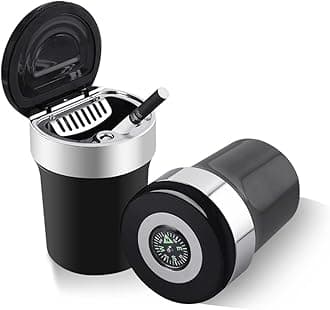 UTSAUTO Car Ashtray Stainless Steel Car Ashtray Cup Holder With Blue LED Light Indicator Smokeless for Most Car Cup Holder