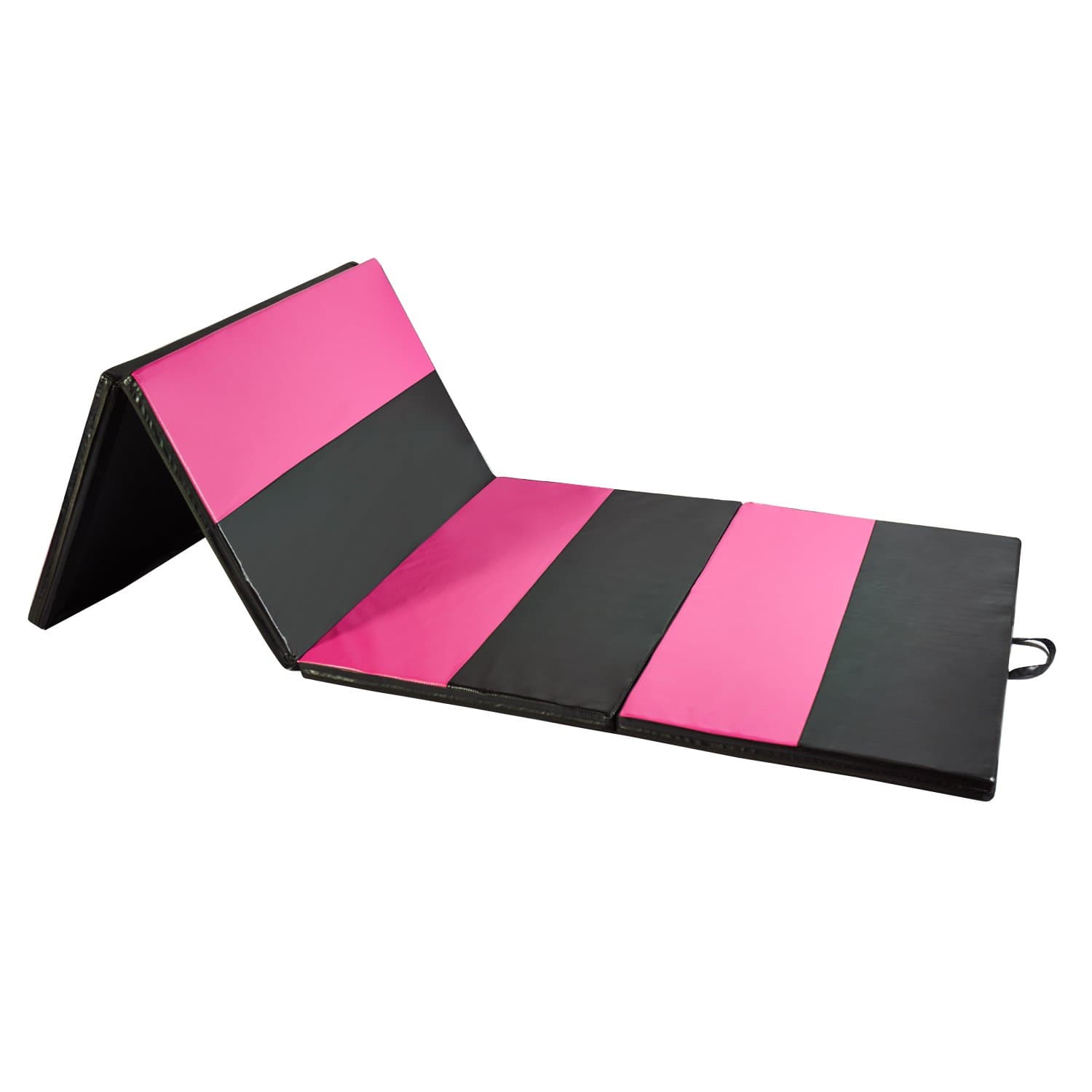Tenive 4'X 6'X 2" Gymnastics Exercise Mat Folding Panel Gymnastics Mat Gym Fitness Exercise Mat,Tumbling, Yoga-Pink and Black Strip