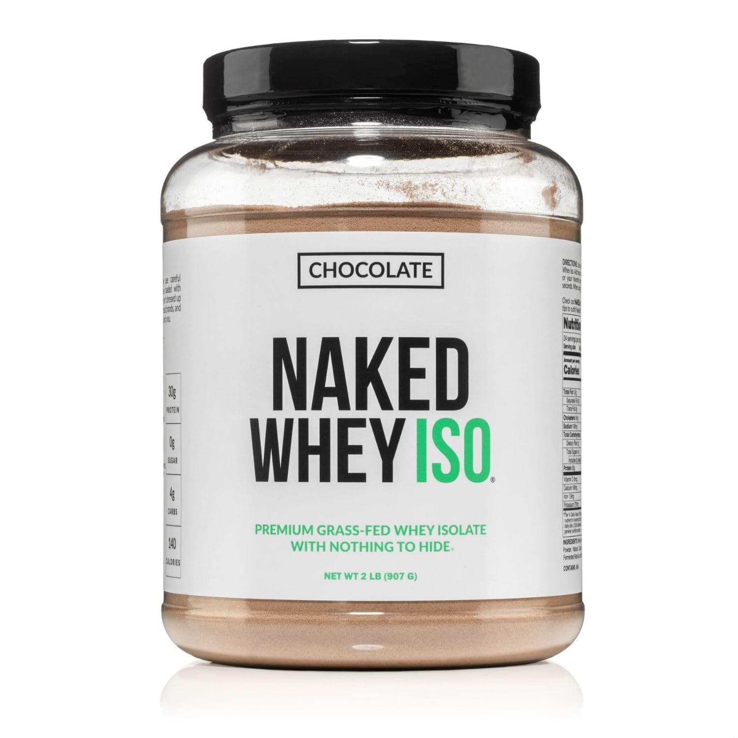 Chocolate Whey Isolate Protein - Only 6 Ingredients, 30g Grass-Fed Protein, Undenatured, No GMO, No Soy, Gluten-Free, No Preservatives - 24 Servings