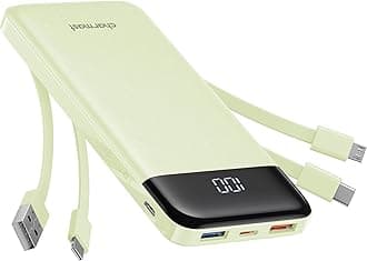 Charmast10000mAh Portable Charger with Built in Cables MGreen