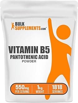 BulkSupplements.com Vitamin B5 Powder - as Calcium Pantothenate, B5 Vitamins - Gluten Free, 500mg of Vitamin B5 Pantothenic Acid per Serving, 1kg (2.2 lbs) (Pack of 1)
