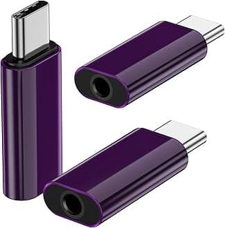 USB-C to 3.5mm Audio Headphone Adapter,[Apple MFi Certified] 3Pack iPhone Headphone Aux Adapter Dongle Type C Jack Compatible with iPhone 16 15 Galaxy S24 S23 Plus Pro Max Pixel iPad Purple
