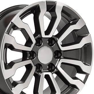 OE Wheels CV35 18 Inch Rim Fits Sierra 1500 AT4 Style 6x139.7 18x8.5 Gloss Gunmetal Machined - Hollander 5909 (1)