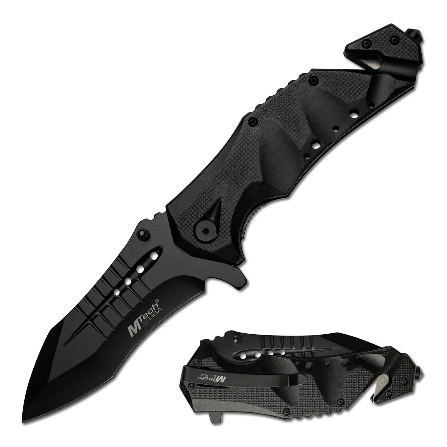 MT-A845BK SPRING ASSISTED KNIFE, 5" Closed, Black Blade