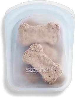 Stasher Premium Silicone Reusable Food Storage Pocket Bag, Clear | Microwave, Sous Vide, Dishwasher, Oven and Freezer Safe | BPA Free, Leak-free, Eco-friendly, 4 Oz