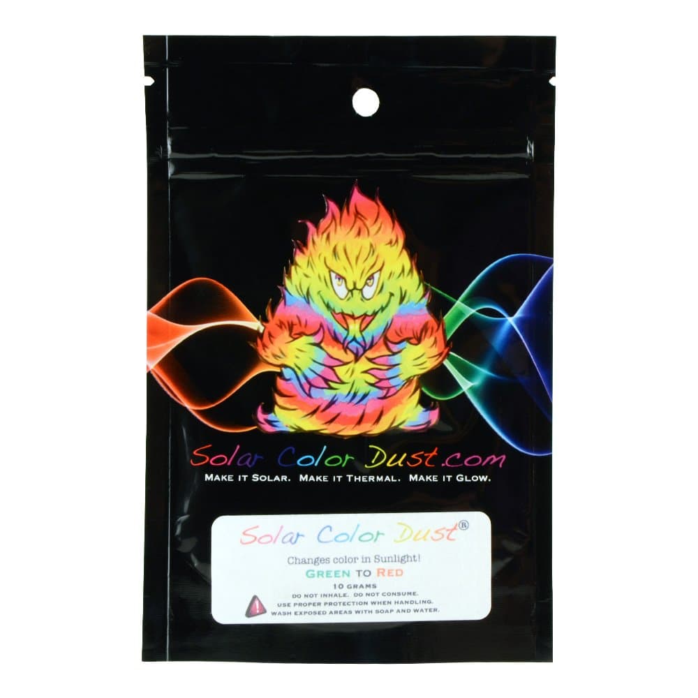Solar Color Dust Sunlight and UV Sensitive Powder, Changes from Green to Red, 10 gram bag