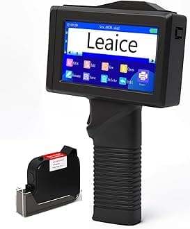 Handheld Inkjet Printer, 0.5 inch/12.7 mm Print Height Handheld Printer Gun with 42ml Quick-Drying Ink Cartridge for Batch Number Date QR Codes Barcodes Labels Logo Printing on Diverse Materials