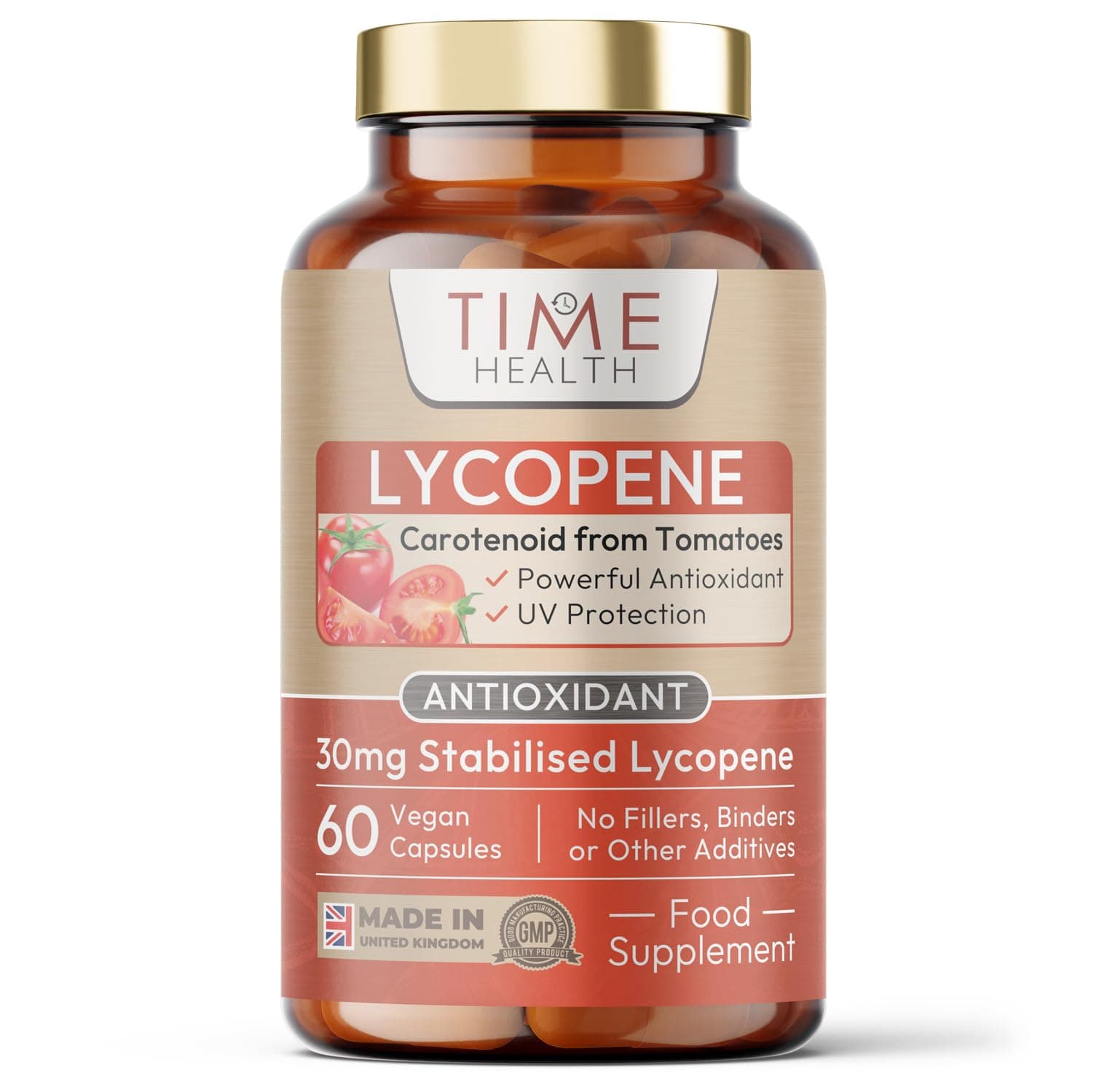 Lycopene – 30mg per Capsule – Stabilized, Microencapsulated Formula – Tomato Extract – Vegan – Zero Additives (60 Capsule Pouch)