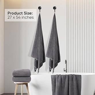 HOMEXCEL Bath Towel Set Pack of 2, Microfiber Ultra Soft Highly Absorbent Bath Towel, Lightweight and Quick Drying Towels for Body, Sport, Yoga, SPA, Fitness, Grey