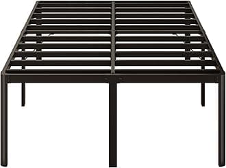 24 Inch High Queen Bed Frame Rounded Corner No Box Spring Needed, Heavy Duty Metal Queen Size Platform Bed Frame, Easy Assembly, Noise Free, Black