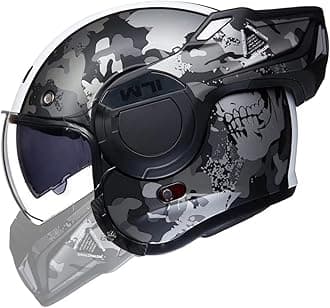 ILM Vintage Full Face Modular Motorcycle Helmet for Adults Men ATV UTV with 180° Reversible Chin Guard DOT Model-B707