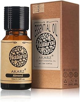 AKARZ Almond Essential Oil Natural Organic Almond Oil for Skin Body Hair Care,Diffuser, Candle,Soap,Making, DIY,Massage Aroma 10ml