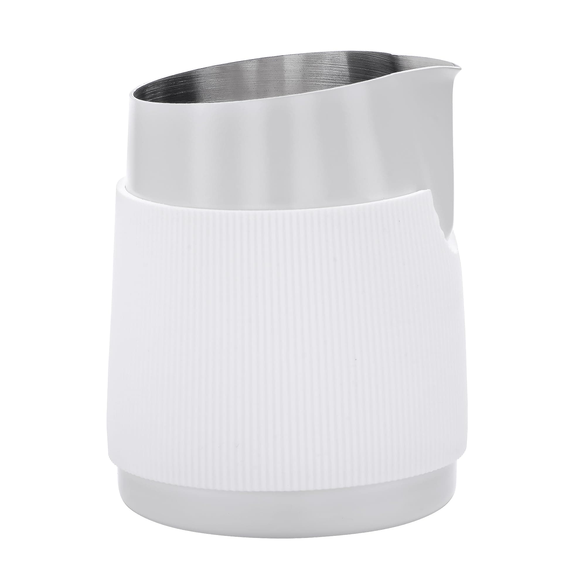 Normcore Handleless Milk Pitcher with Sharp Spout - Espresso Steaming Pitcher - 18/8 Stainless Steel Milk Frothing Jug - Coffee Latte Frothing Pitcher - Non-stick coating White - 20.3 oz (600 ml)