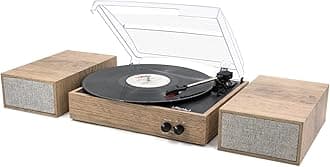 LP&No.1 Bluetooth Turntable Hi-fi System with Bookshelf Speakers, 3 Speed Vintage Belt-Drive Turntable with Wireless Playback & Auto-Stop & Bluetooth Input, Light Wood
