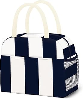 Lunch Bag Lunch Box for Women Men Reusable Insulated Lunch Tote Bag, Food Handbags Case High Capacity for Travel Work Picnic,Vertical Stripe