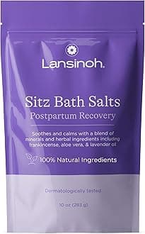 Lansinoh Sitz Bath Salts, Postpartum Essentials, and Hemorrhoid Treatment, Epsom Salt Bath Soak with Lavender Oil, Frankincense and Aloe Vera, 10 Ounce