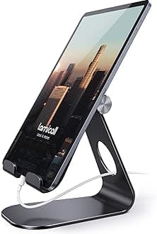 Lamicall Tablet Stand, Adjustable Tablet Holder - Desktop Stand Dock Compatible with New 2024 iPad Pro 9.7, 10.5, 11, 13, iPad Air 6 mini 2 3 4 5 6, Switch, Samsung Tab, iPhone, other Tablets - Black