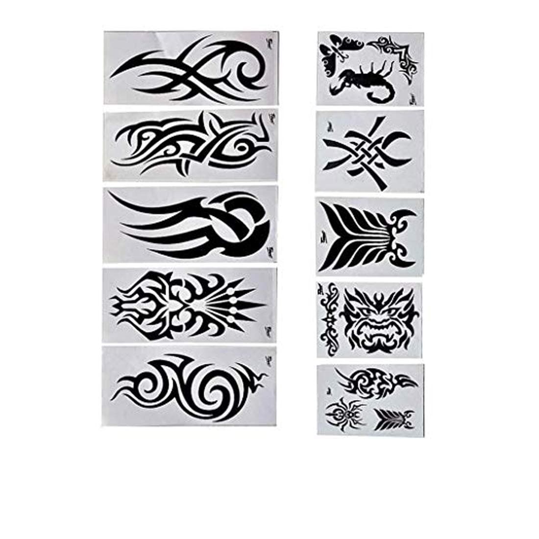 One Point Collections Assorted Design Temporary Tattoo Sticker (Black) (Pack of 10)