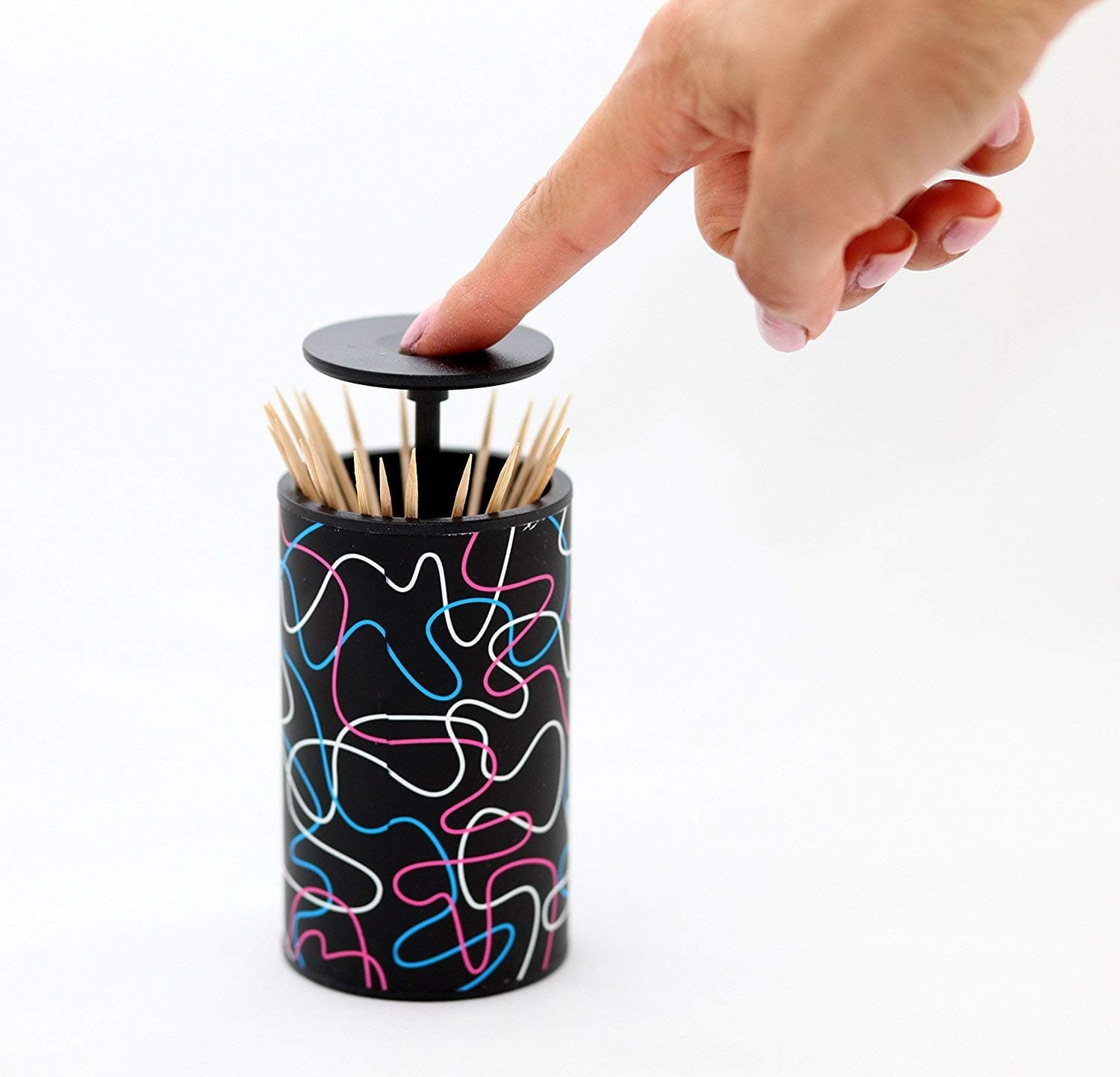 Toothpick Dispenser Holder Stylish Designer Modern Retractable Push-Button 4 Styles By Sqish