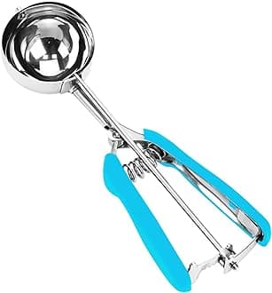 Ice Cream Scoop, 18/8 Stainless Steel Cookie Scoop, 5.3Tbsp/80ml/2.7oz Cookie Dough Scoop, Ice Cream Scooper with Trigger Release, Large Cookie Scooper (Blue)