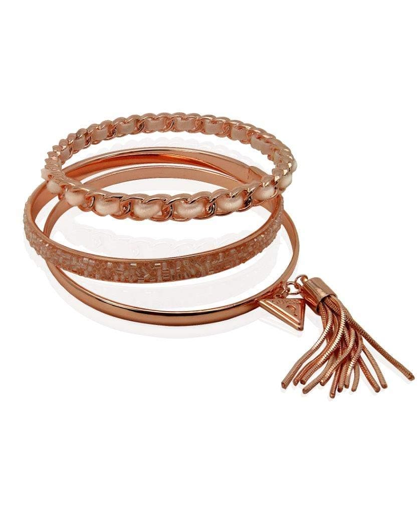 3 Piece Rose Gold Mixed Bangle Bracelet Set