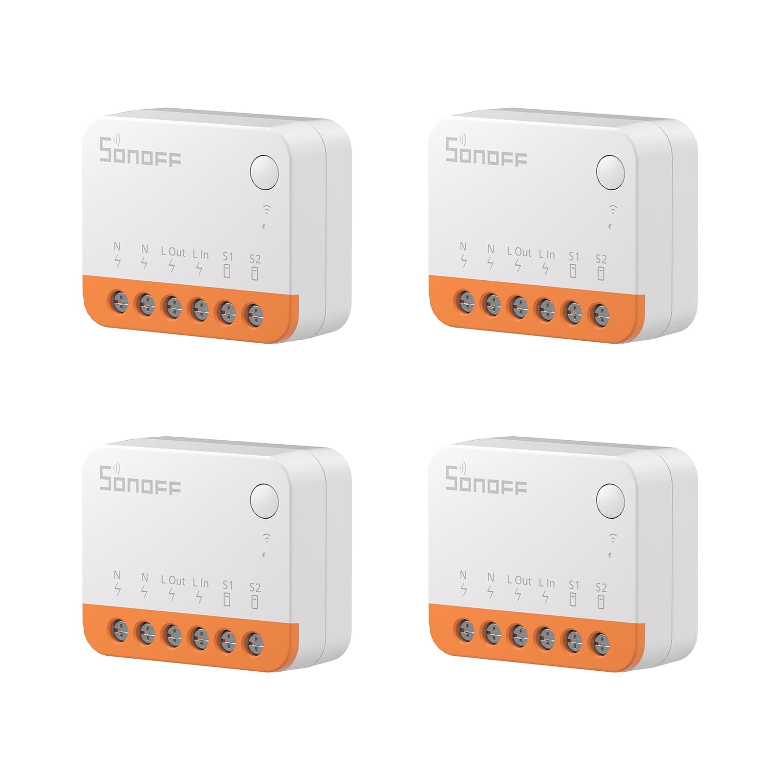Smart Switch, MINIR4 Wi-Fi Smart Switch, 10A 2400W, Zero and Fire Wires, Works With Amazon Alexa And Google Home Assistant (4 PCS)