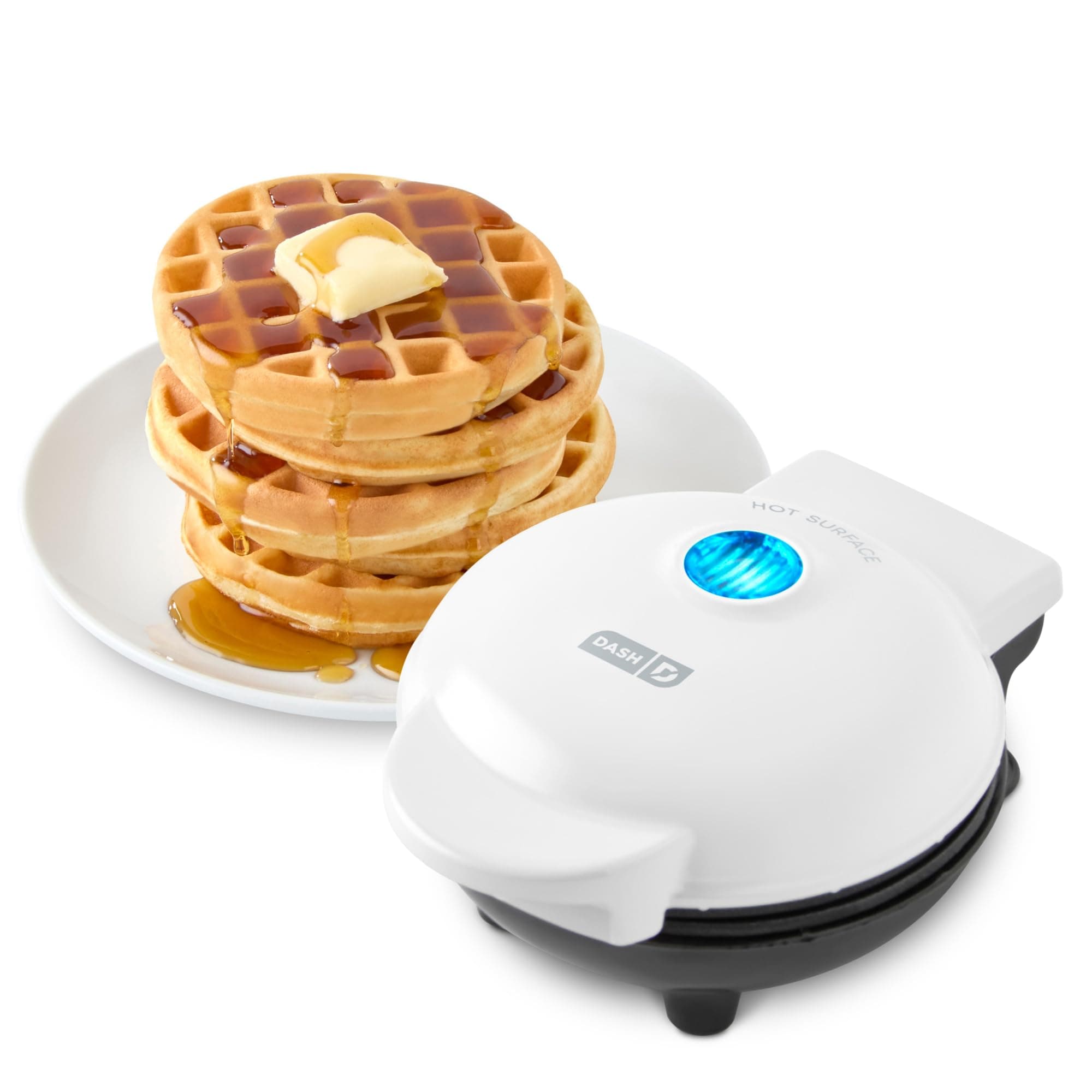 Dash Mini Waffle Maker- Compact Electric Iron for Creative Homemade Treats - PTFE nonstick surface - Easy-to-Clean - Perfect for Kids & Families - White